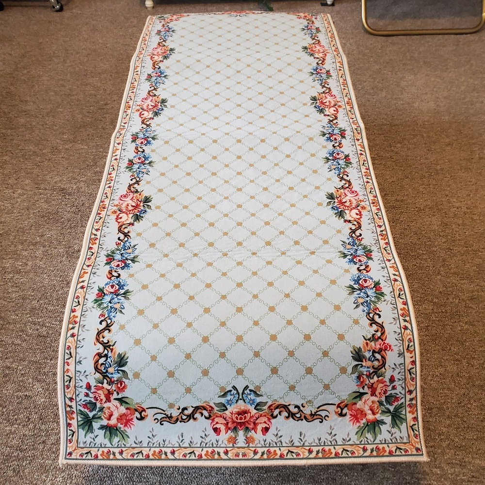 Fairytale light blue floral carpet runner, good condition